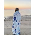 thumbnail image 6 of Serafina Home Decorative Ocean Life Coastal Throw Blanket: Soft Plush Velvet Fleece Calming Hues of Blues Beige on White, Accent for Sofa Couch Chair Bed or Dorm, 6 of 17