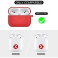 thumbnail image 3 of Funda for Airpods Pro, funda protector de silicona uprzejma que absorbować los golpes con llavero para Apple Airpods Pro, rojo brillar Electrónica, 3 of 5