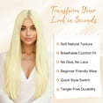 thumbnail image 4 of CREAMILY 28 Inch Long Lace Front Wig 13x3 Synthetic Deep Wave Glueless Wig for Women Pre Plucked Natural Hairline Heat Friendly Tangle Free Light Blonde, 4 of 8