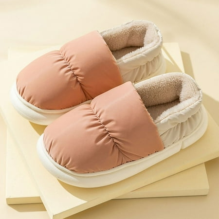 

QWZNDZGR Plush Winter Women Men S Slippers Home Floor Unisex Thick Platform Footwear Famale Warm Cotton Boots Couple Ladies Slippers