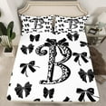 thumbnail image 2 of Feelyou Initial B Letter Bed Sheets, Black Gothic Bow-tie Bowknot King Sheets, Teens Kids Girls Women Sheet Set, Super Cozy Room Decor, 4pcs, 2 of 7