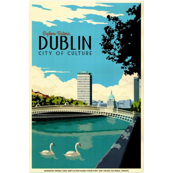 Dublin - Ireland Vintage Travel Poster (8x12Inches(US/CANonly))
