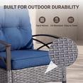 thumbnail image 5 of 3 PCS Rocking Bistro Set, Outdoor Patio Porch Furniture Sectional Chairs with Coffee Table, PE Rattan Patio Furniture Conversation Set for Lawn Pool, Courtyard, Garden, Balcony - Blue, 5 of 9
