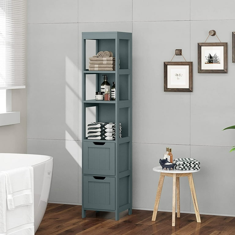 Bathroom Storage Cabinet Slim Freestanding Linen Tower Cabinet w/ Shelf  Grey, 1 Unit - Kroger