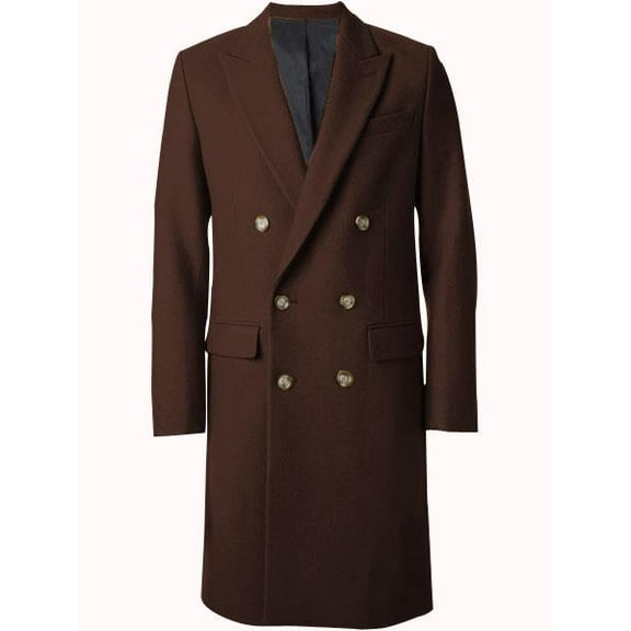 Mens Brown 100% Cotton 44 Inck Overcoat