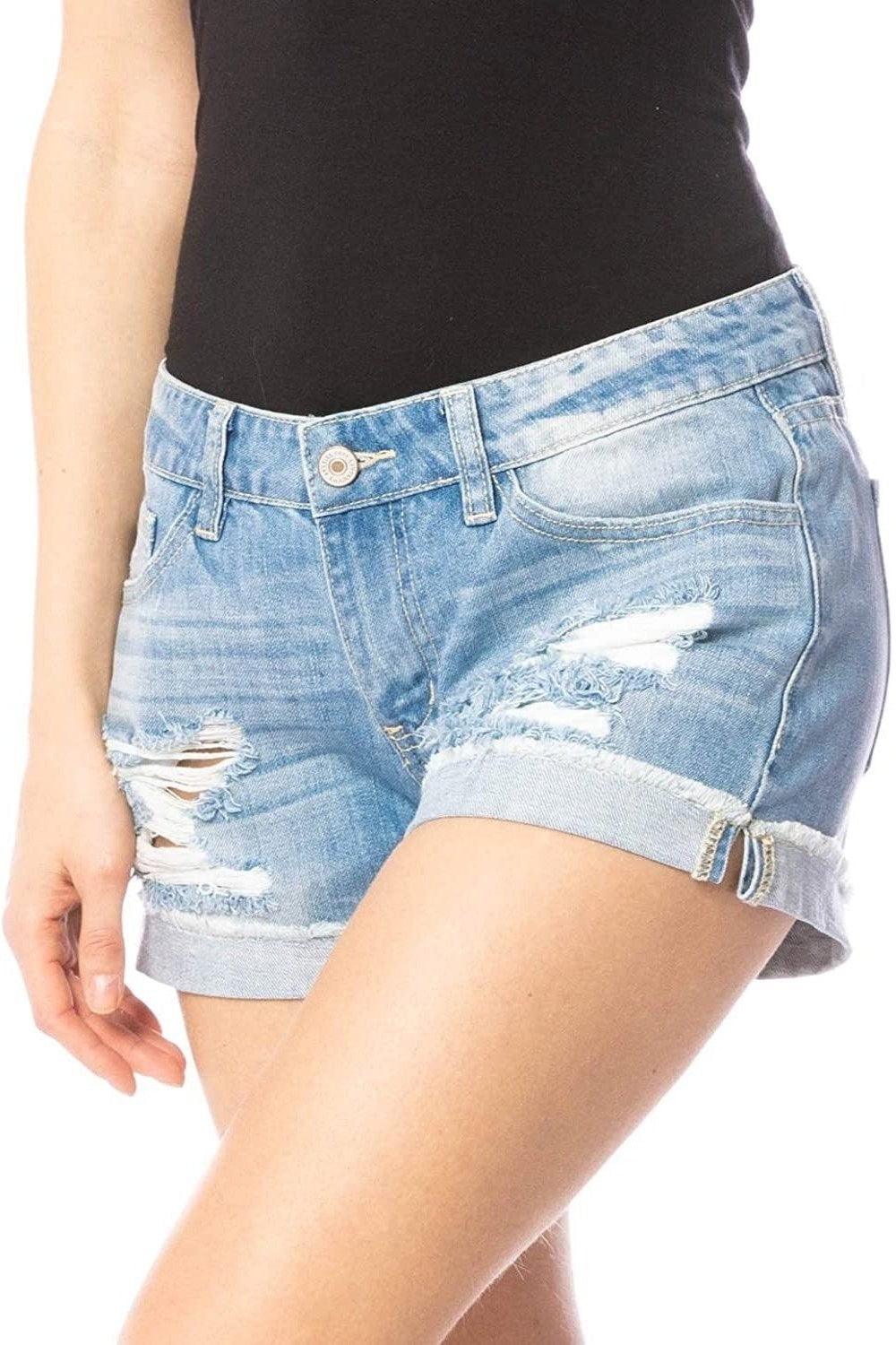 Kan Can Women's Mid Rise Denim Shorts 