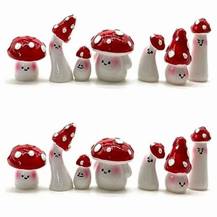 14Pcs Mini Mushrooms for Crafts Little Fairy Garden Tiny Resin Mushroom Decor Miniatures Statue