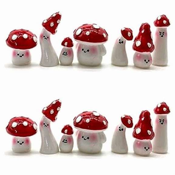 14Pcs Mini Mushrooms for Crafts Little Fairy Garden Tiny Resin Mushroom Decor Miniatures Statue