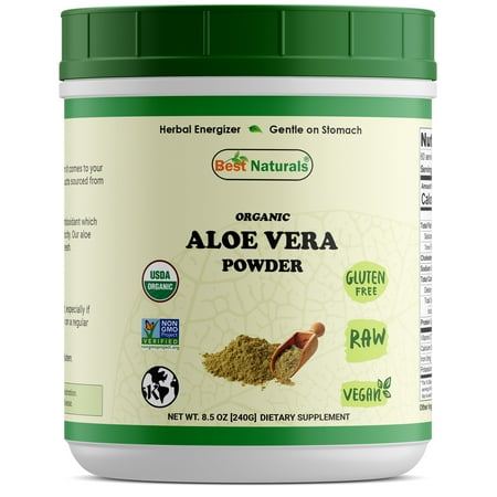 Best Naturals Certified Organic Aloe Vera Powder 8.5 OZ (240 Gram), Aloe barbadenis, Non-GMO Project Verified & USDA Certified (Best Of Aloe Vera)