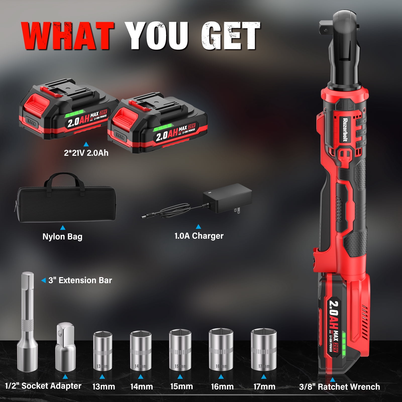 21V Cordless Ratchet Wrench 3/8