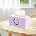 thumbnail image 6 of AuroraX Modern Tissue Box Cover Rectangle Cute Funny Purple Facial Tissue Box Holder Decorative Face With Wavy Edges Paper Organizer Dispenser for Living Room,Office,Bathroom Decor, 6 of 6