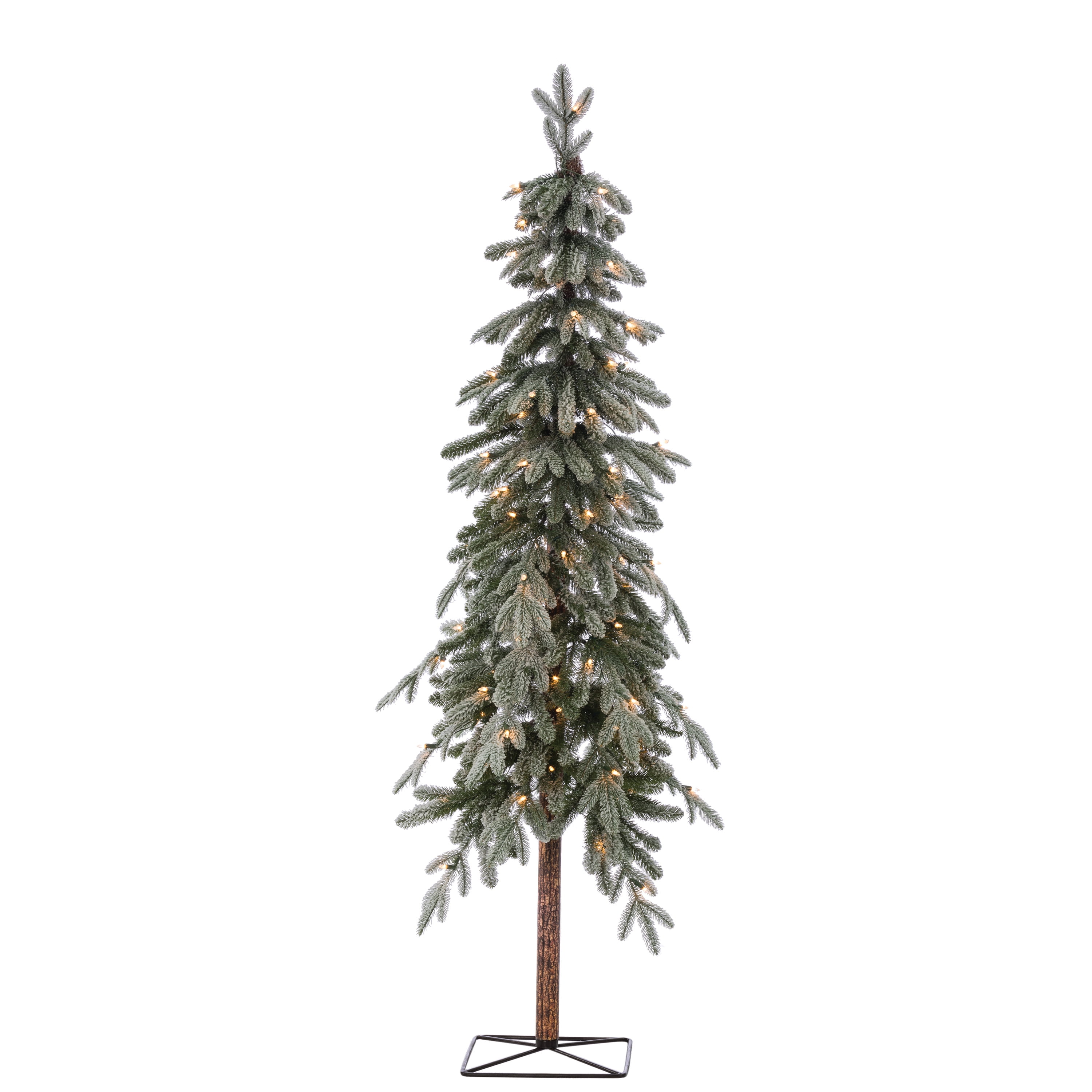 Gerson 6ft Pre Lit Flocked Natural Cut Alpine Tree With 100 Clear
