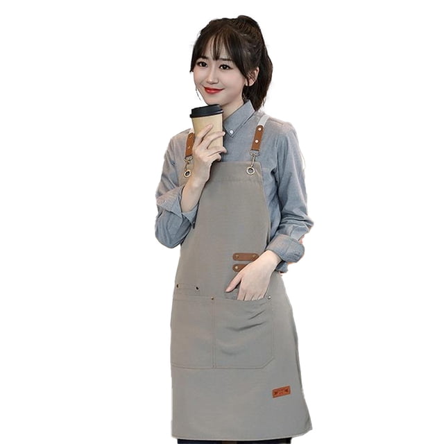 Delantal para hombre y mujer con tirantes ajustables y bolsillos grandes, babero de chef de cocina impermeable de algodón de lona