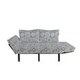 thumbnail image 2 of Floral Futon Couch, Hand Drawn Blossom Pattern with Featured Eastern Lines and Curved Stripes, Daybed with Metal Frame Upholstered Sofa for Living Dorm, Loveseat, Black White, by Ambesonne, 2 of 4