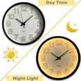 12 Inch Night Light Wall Clock for Bedroom - Silent Lighted up Wall ...