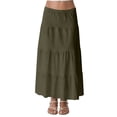 thumbnail image 2 of Women's Solid Color Midi Skirt, High Waist A-Line Casual Skirt, Versatile Basic Skirt for Office, Daily Wear and Spring Outfits,Army Green,L, 2 of 6