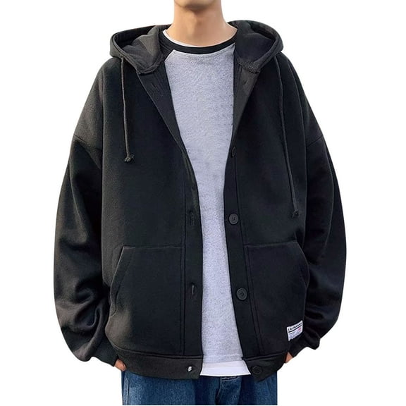 Afdoent Hoodies For Men Hooded Oversize Loose Cardigan Sweatshirt Fall Winter Vintage Clothes Winter Warm Pullover