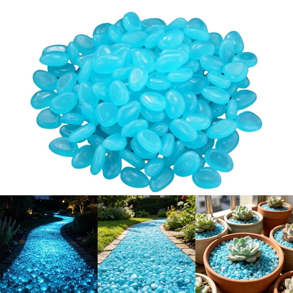 Glow in Dark Garden Pebbles, Luminous Decorative Stones for Walkway and Aquarium, Fluorescent Outdoor Landscaping Rocks, Natural Resin Material
