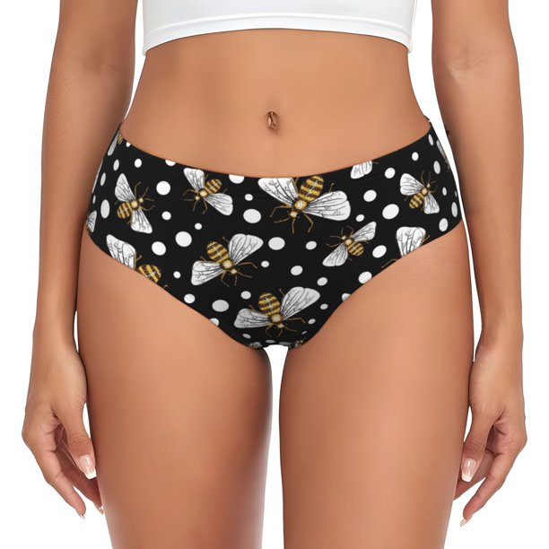 Balery Honey Bees at Night Ropa Interior de Algodón para Mujer con Dibujo – Braguitas Cómodas y Elásticas, Estilo Clásico-X-Small