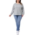 thumbnail image 2 of Sudadera de punto waffle para mujer Agnes Orinda, talla grande, cuello redondo, de manga larga, camiseta casual con dobladillo curvado, 5X, gris plateado, 2 of 5