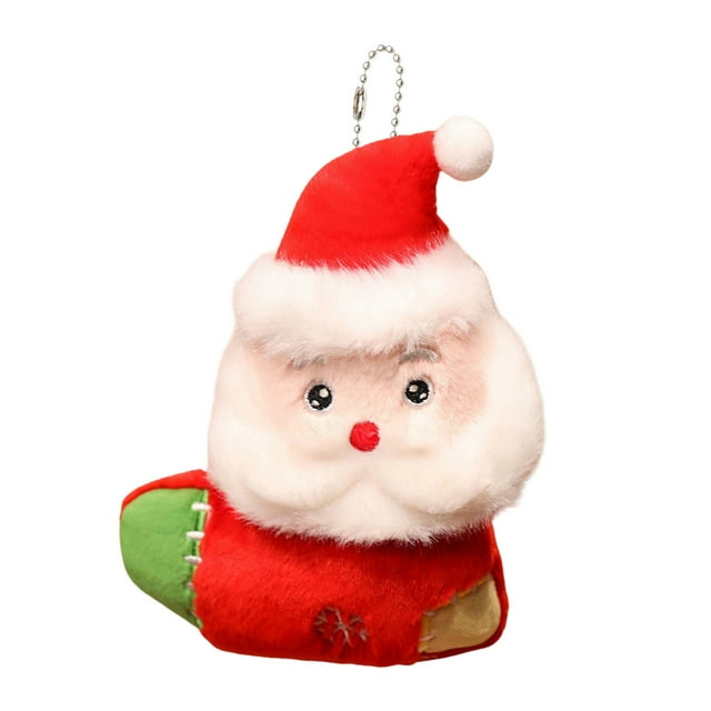 Bonito juego de llaveros con colgantes de frutas, tela suave y bordados, 5 estilos con tarjetas de felicitación, multiuso (mochila/árbol/ventana), seguro para niños, ideal para regalos navideños