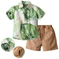 thumbnail image 2 of Fesfesfes Hawai Boy Clothing Set Summer Short Sleeve Shirt+Shorts Casual Gentleman Suit, 2 of 9