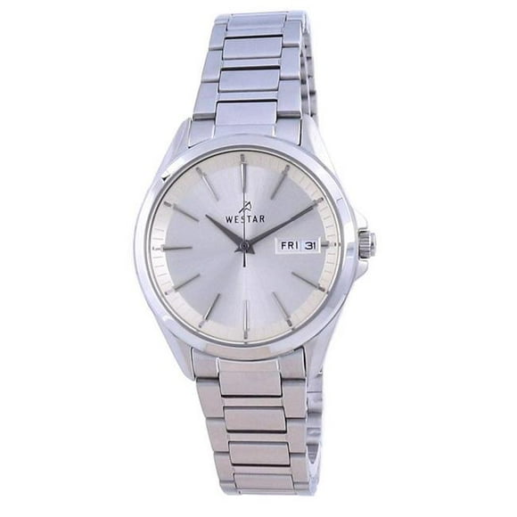 Westar 40212STN102 Montre Champagne Cadran en Acier Inoxydable Quartz Femmes&44; Blanc