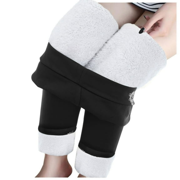 SGMVNU Winter Thermal Warm Yoga Pants for Women with Pockets - High Waisted Lined Leggings for Workout, Cold Weather, and Travel(Black, S)
