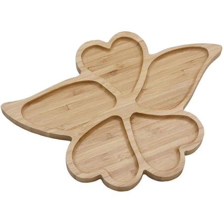 4917, Romantic Heart Shaped Platter Leave Design Wedding Fruit Snack Serving Tray Appetizer Section Platter, Butterfly Heart Shaped, 12.5"x8.6", 1 Pack