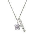 thumbnail image 1 of Delight Jewelry Silvertone Purple Plumeria Flower Silvertone Fearless Bar Charm Necklace, 23", 1 of 4