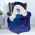 thumbnail image 4 of Fence Soft Flannel Fleece Throw Blanket, Cats in Love Watching Full Moon at Night Valentines Romantic Cartoon, Cozy Plush for Indoor and Outdoor Use, 50" x 70", Indigo Cobalt Blue White, by Ambesonne, 4 of 5