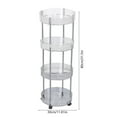 thumbnail image 4 of Bxaolu 4 Tier Utility Rolling Cart, Plastic Mobile Storage Shelf with Wheels, Round Rolling Side Table Cart, Organization for Livingroom, Bathroom, Kitchen, Office, Clear, 4 of 7