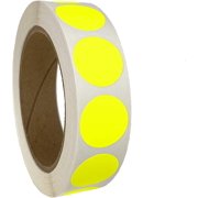 1 Inch Permanent Color-Code Circle Stickers. 1000 Dots per Roll. USA Made! (Yellow)