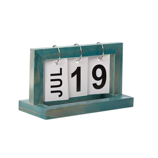 Elodie Tableau à Rabat en Bois Pratique Calendrier Perpétuel Calendrier de Bureau DIY Bleu