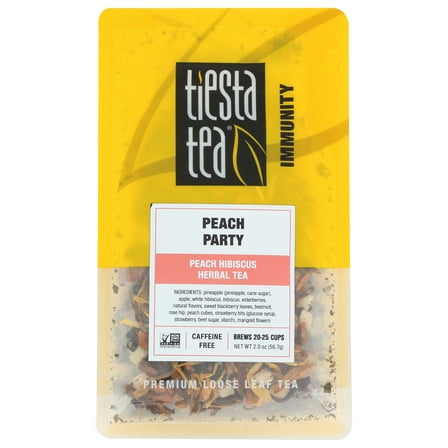 Pack of 6, Tiesta Tea Peach Party Hibiscus Herbal Tea, 2 oz
