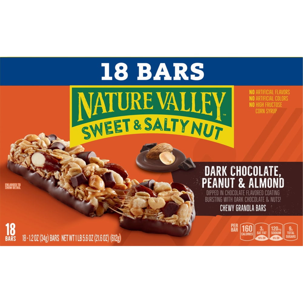 Nature Valley Sweet & Salty Nut Dark Chocolate Peanut Almond Granola bars 18 ct / 1.2 oz - 5 Pack