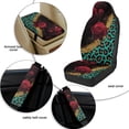 thumbnail image 5 of Xoenoiee Rose Leopard Glitter Print PU Leather 5 Piece Car Accessories Set, 2 Front Seat Covers, 2 Seatbelt Covers, 1 Center Console Cover, Universal Fit, 5 of 7