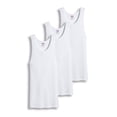 thumbnail image 3 of Value Packs of Men's Big And Tall Black & White Ribbed 100% Cotton Tank Top A Shirts Undershirt (5XL, White, 3 Pack), 3 of 3