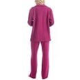 thumbnail image 6 of Muk Luks Quilted Shacket 3 Piece Lounge Set, Long Sleeve T-Shirt and Pants with Jacket, Berry Pink, M, 6 of 8