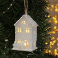 thumbnail image 4 of LED Lighted Christmas Village Set, Miniature Resin Houses with Street Lamp and Trees, DIY Winter Scene Decor for Tabletop and Mantel Display(White,A), 4 of 6
