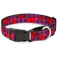 thumbnail image 1 of Buckle-Down Broken Hearts & Roses with Fuchsia Plaid Martingale Dog Collar, 1 of 1