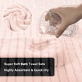 thumbnail image 4 of Jessy Home 8 Pcs Pink Bicolor bar Stripe Large Bath Towels Set 2 Oversized Bathroom Towels, 2 Hand Towels, 4 Washcloths, 4 of 7
