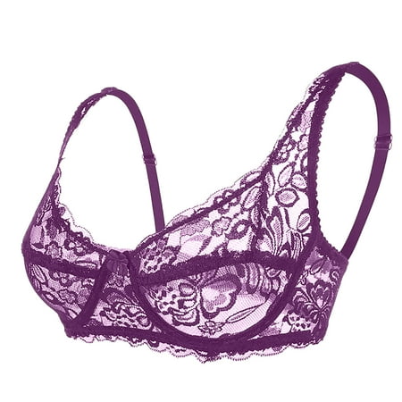 Up to 30% OFF  Flower Embroidery B Cup Bra  Thin Style Ventilate  Steel Rim  Women s  Comfortable  Supportive  for Daily Wear  Seamless  Seamless Bra  Plus Size Bra | Purple 40/90B  Sopatenor
