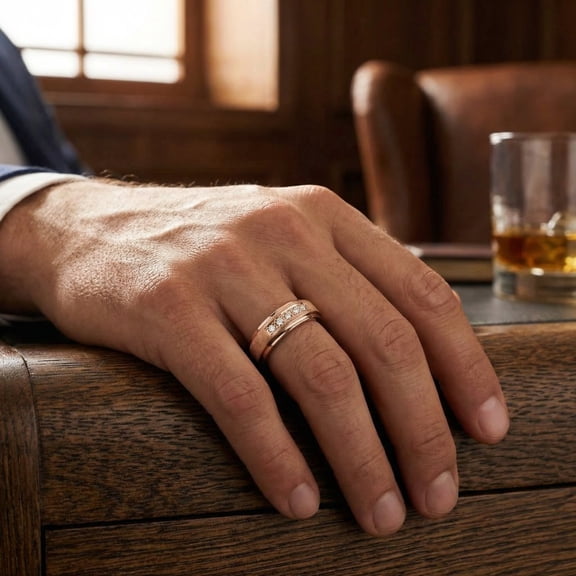 Pompeii Mens Diamond Ring 14K Rose Gold (H/I,I1-I2)