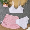 thumbnail image 2 of NIEWTR Girls' 3 Piece Set Floral Print Bikini Swimsuit with Drawstring Beach Skirt Cute Ruched Bathing Suit（Pink,7-8 Years), 2 of 6