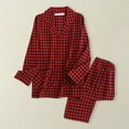 thumbnail image 4 of VISALY Women Pajama Sets Two Piece Pajama Set Plaid Fashion Sleepwear Comfort Soft Button Down Pajamas Cotton Breathable Longrwear Long Sleeve Lapel Shirt with Pocket Long Pant Fall Black L, 4 of 4