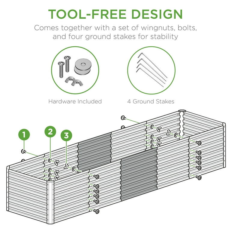 8x2ft Outdoor Metal Raised Garden Bed, Planter for Herbs