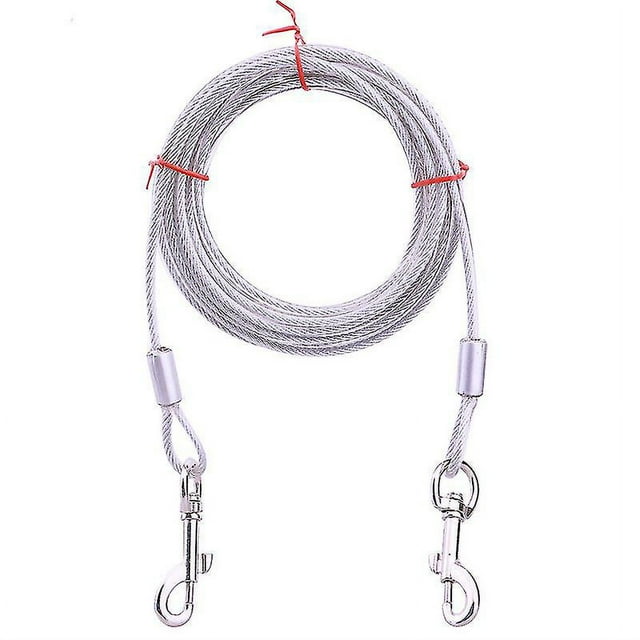 10m Steel Wire Pet Lea For Two Dogs Anti Bite Tie Out Cable Outdoor Doubash