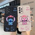 thumbnail image 2 of Case For Samsung Galaxy A91 A73 A72 A71 A53 A52 A51 A42 A33 AO3S 4G 5G Simple Liquid silicone Case Lilo And Stitch Angel Couple, 2 of 5