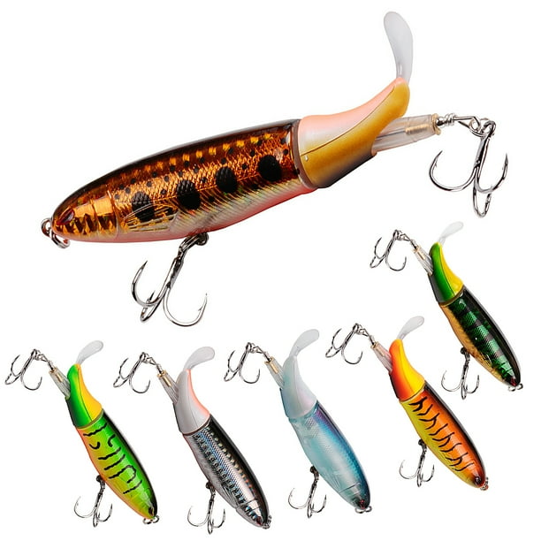 Tradinno 6Pcs Whopper Plopper Topwater Floating Fishing Lures Rotating